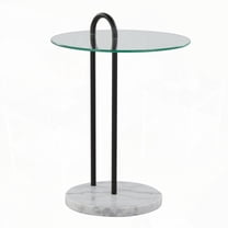 Claire Side Table with White Marble, Black Metal and Clear Glass by LumiSource - Chic Modern Glam Design