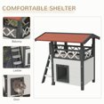 thumbnail image 4 of PawHut Maisonnette Extérieure pour Chat avec Toit en Asphalte, Escaliers, Balcon, Blanc, 4 of 10