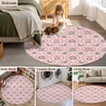 thumbnail image 5 of Round Rugs 3Ft, Vintage Flower Pattern Round Area Rug Washable Indoor Throw Carpet, Spring Floral Leaves Plants Pink Small Non Slip Circle Rug for Bedroom Living Room Home Decor Aesthetic, 5 of 8