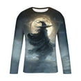 thumbnail image 4 of YOIAVAIOY Men's Graphic Long Sleeve T Shirts Halloween Ghost Pumpkin Print Shirts Long Sleeve Crew Neck Fall Tops Festival Casual Blouse Gray M, 4 of 5