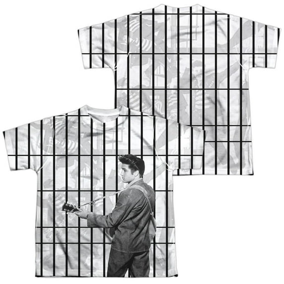 Elvis Presley The Whole Cell Block Youth Sublimated Crew T-Shirt White