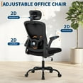 thumbnail image 6 of Mesh Office Chair with Flip-Up Armrests, Ergonomic Swivel  Computer Desk Chair, Adjustable Lumbar Support and Headrest, for Home & Office, Black, 6 of 7