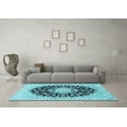 thumbnail image 3 of Ahgly Company Indoor Rectangle Medallion Light Blue Traditional Area Rugs, 3' x 5', 3 of 4