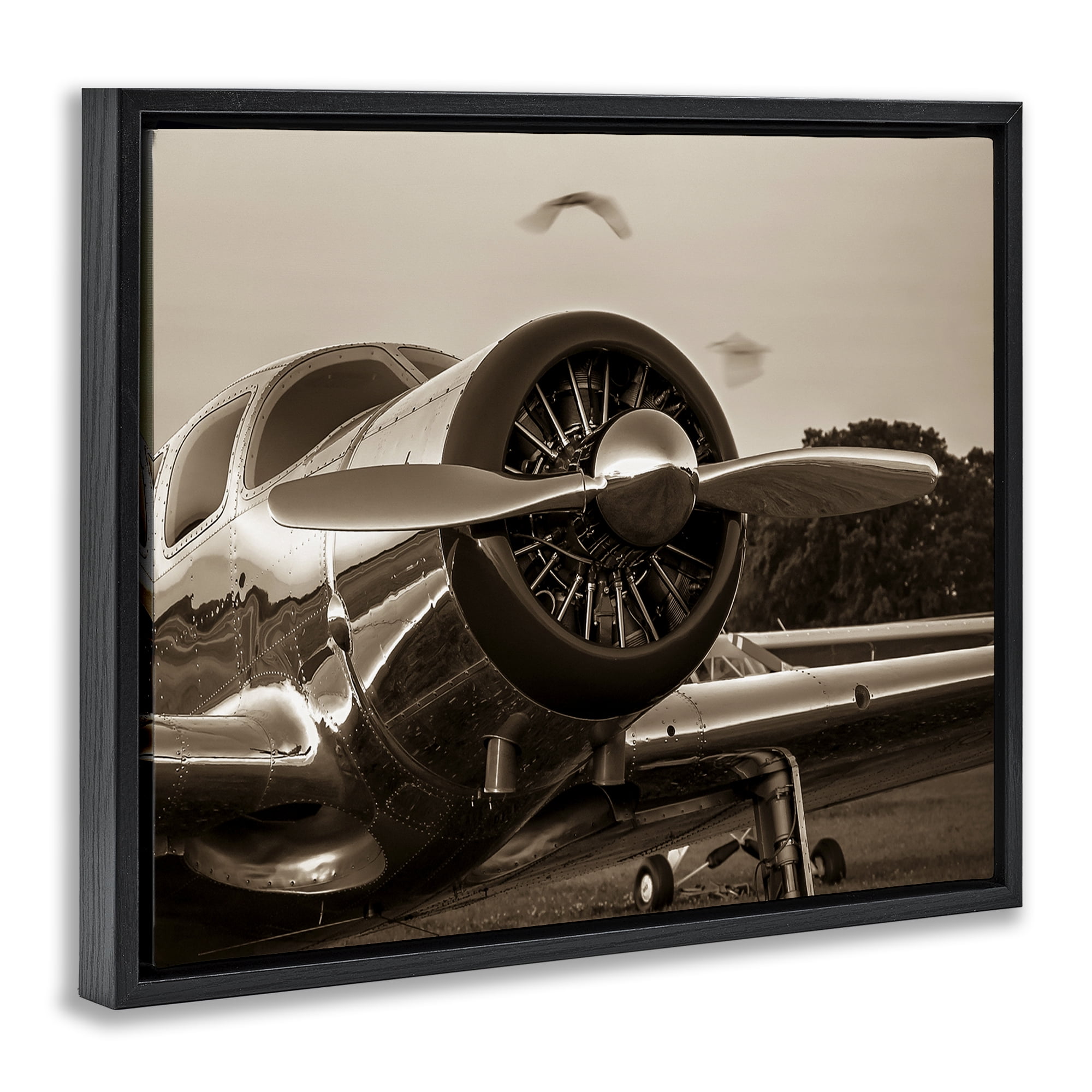 Stupell Industries Vintage Propeller View Transportation Photography Black Floater Framed Canvas Art Print Wall Art, 21 x 17