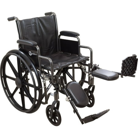 Roscoe Medical K2-Lite Steel Wheelchair, 20" Seat with Elevating Legrests, 250 lb Weight Capacity