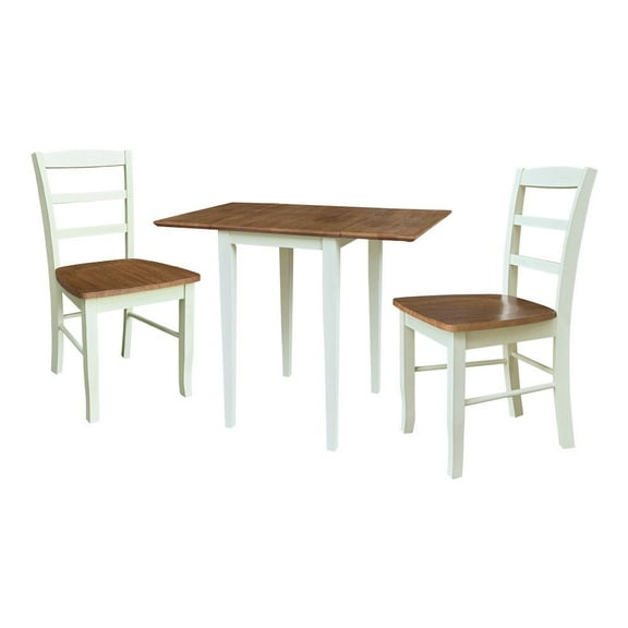 International Concepts Drop Leaf Dining Table with 2 Madrid LadderBack Chairs - 3 Piece Dining Set