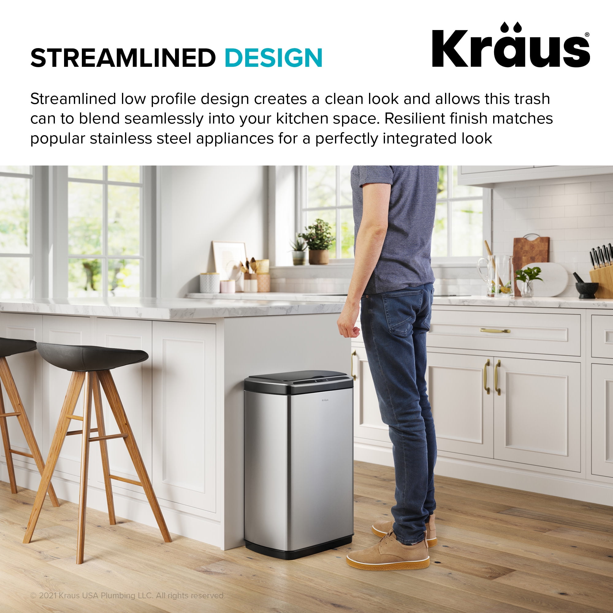 Kraus KTCS-10 13 Gallon Touchless Motion Sensor Trash Can