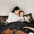 thumbnail image 4 of Feelyou Boho Ghost Cat Twin Bedding, Spooky Halloween Moon Starry Sky Bedding Comforter Set, Black Orange, Black Reversible, 7pcs, 4 of 7