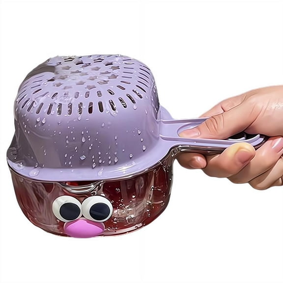 Double-Layer Draining Basket, Colander Bowl with Handle, Plastic Strainer for Washing Vegetables, Fruits, and Berries, for Kitchen Use(Purple)