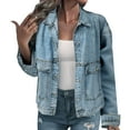 thumbnail image 3 of Pyhlmscde Women's Loose Fitting Versatile Denim Jacket, Denim Jacket for Women, Fall Clothes, Womens Tops, 3 of 6