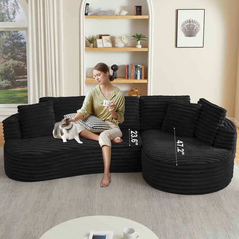 GNIXUU 120.9” Large Curved Sectional Couch, Luxury Plush Corduroy