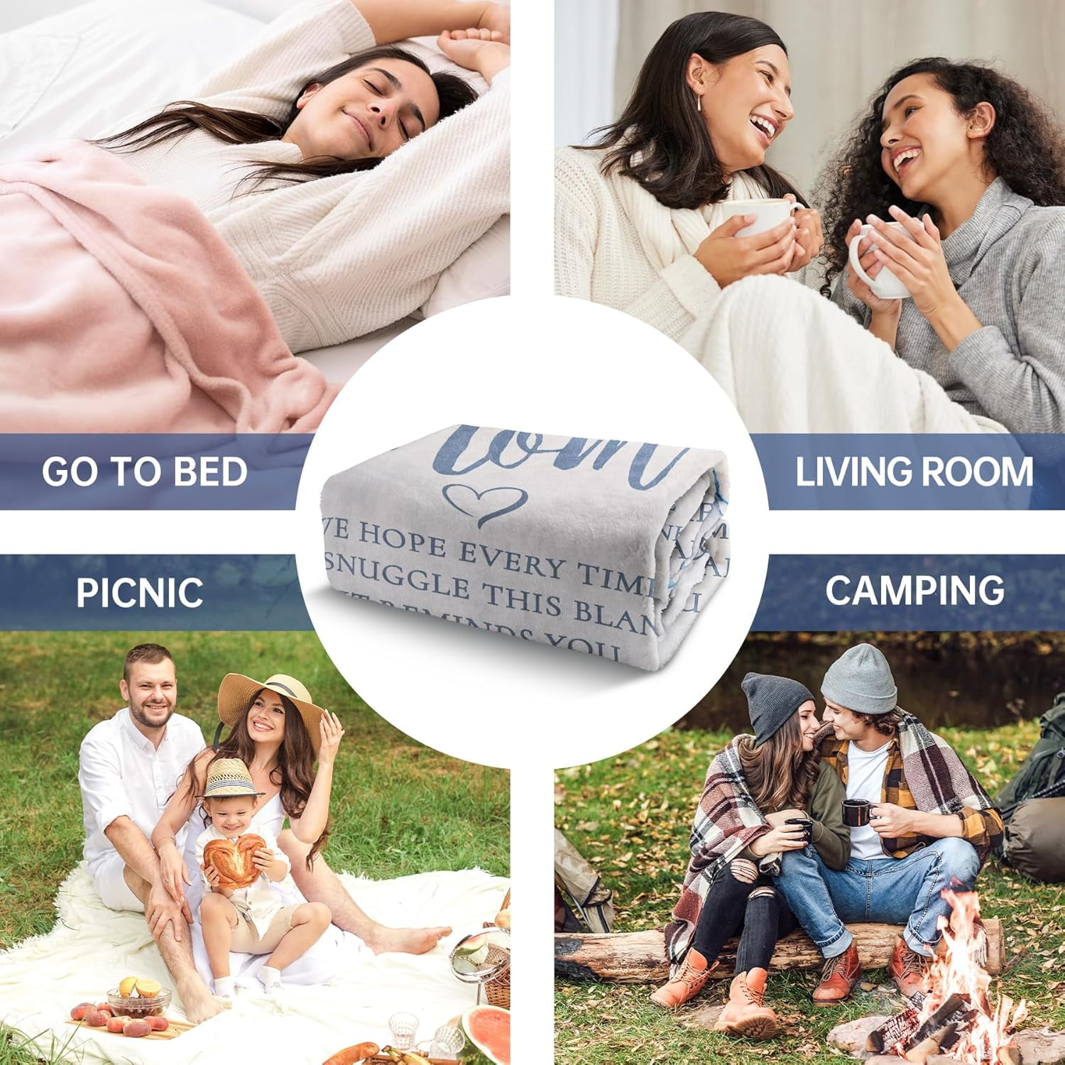 NICKSUN Blanket Gifts for Mom, Mom Birthday Gifts, Mother's Day Gifts from Daughter Son, We Love You Mom Throw Blankets Present 50" x 60"
