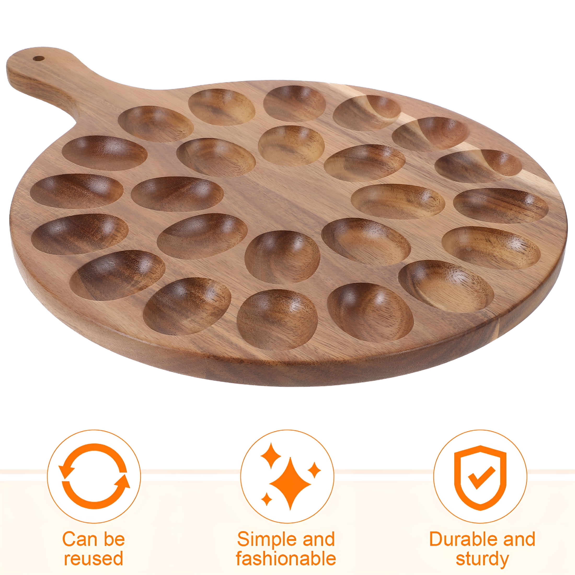 ACDANC 2026 New 1Set Brown Acacia Wood Rectangular Deviled Egg Platter Tray for Hotels for Home,Restaurant,Cafe,Party