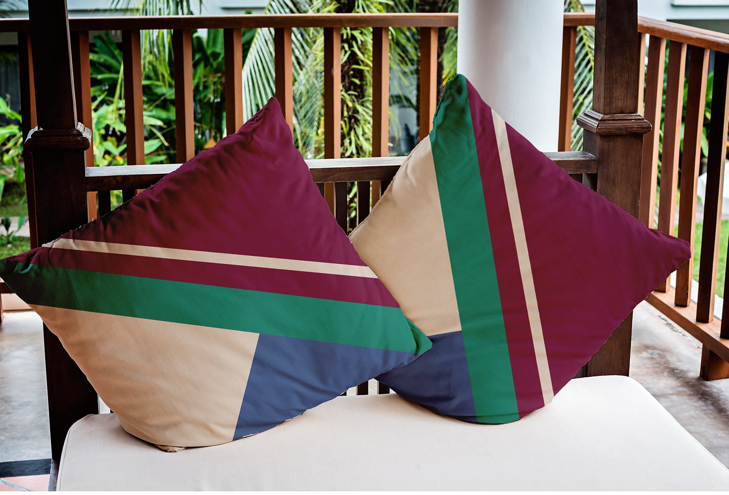 18" x 18" Simply Daisy Bold Shapes Indoor/Outdoor Pillow, Maroon Red Qty 1