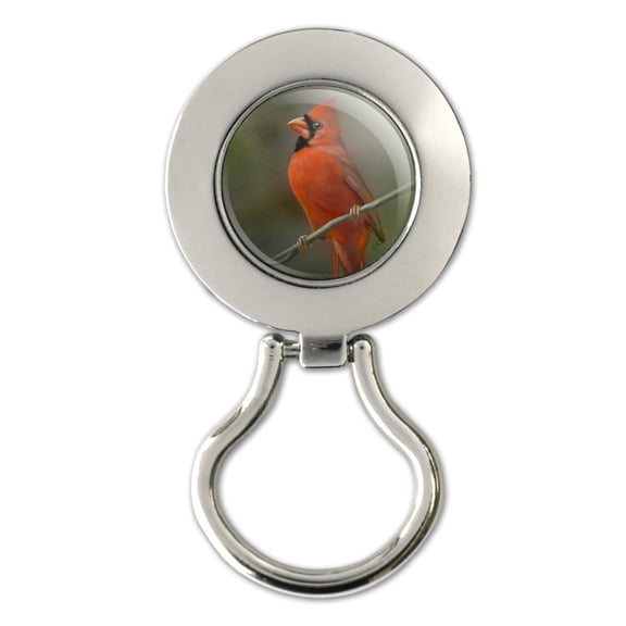 Red Cardinal Bird On Branch Magnetic Metal Eyeglass ID Badge Holder