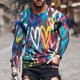 thumbnail image 2 of Camiseta de diario unisex para hombre Estampados gráficos en 3D Tops de manga larga Casual Bloue Pompotops oipoqjl5350, 2 of 9