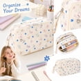 thumbnail image 3 of Big Capacity Pencil Case Pen Pouch Pencil Bag Multiple Pockets Sturdy Zipper Cute School Supplies Pen Bag Organizer For Girls Kids, 3 of 7