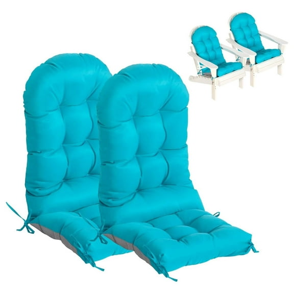 Adirondack Chair Cushions Set of 2, Cushions for Adirondack Chairs, Extra Thick Rocking Chair Cushions Outdoor, High Back Patio Chair Cushions with Ties, Waterproof and Fade-Resistant (Blue, 2)