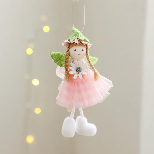Adorno colgante de niña de Navidad | Linda muñeca colgante festiva | Tela de felpa suave | Decoración versátil del árbol de Navidad para el hogar, coronas, guirnaldas | Fácil de colgar | Regalo