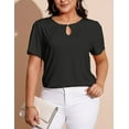 thumbnail image 3 of FOLUNSI Women's Plus Size Tops Casual Keyhole Round Neck Pleated Puff Sleeve Blouse m-4x, 3 of 6