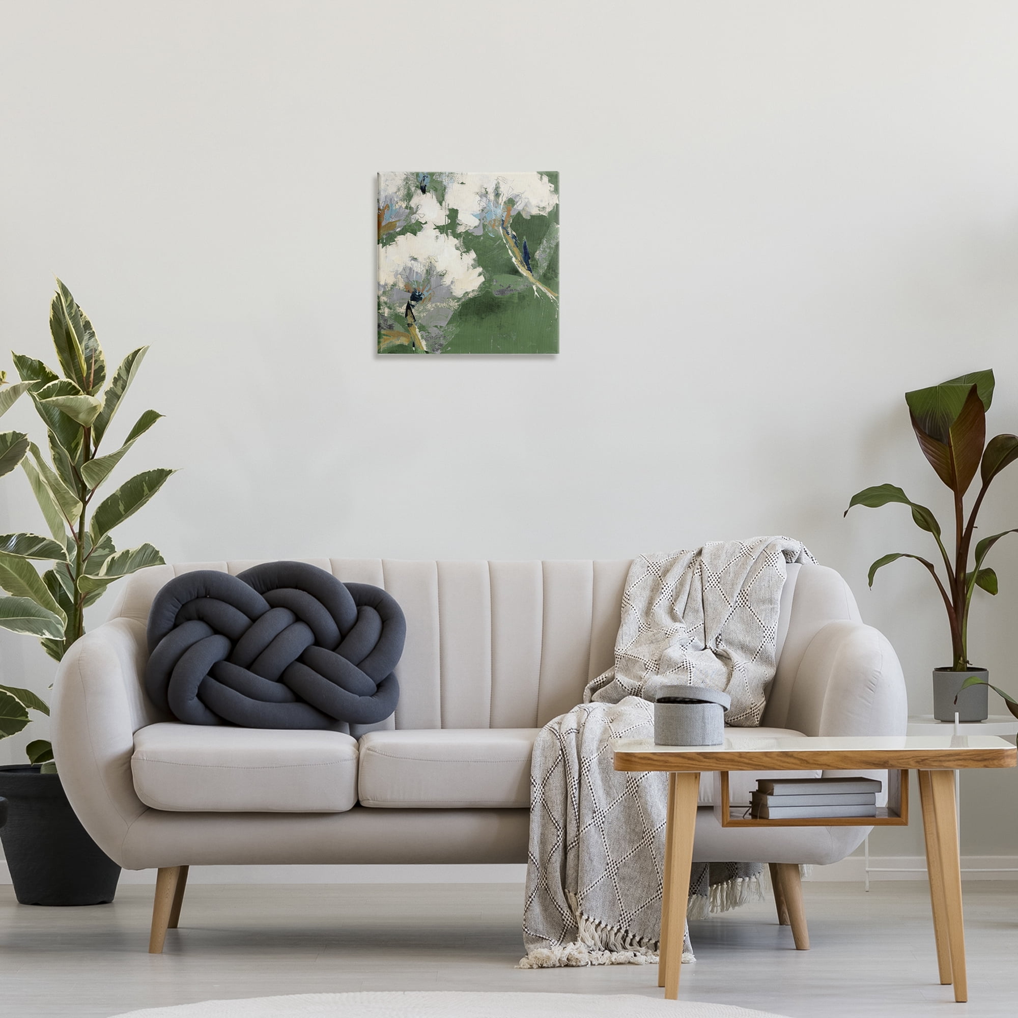 Stupell Industries Green & White Botanicals Plants & Flowers Painting Wrapped Canvas Art Print Wall Art, 17 x 17