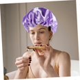 thumbnail image 2 of Paquete de 6 gorros de ducha de satén para mujer, forro de satén que reduce el encrespamiento, gorros grandes para proteger el cabello rizado., 2 of 5