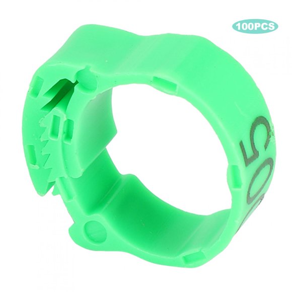 100 Uds. Anillo para patas de aves de corral, pollo, pato, pájaro, hebilla tipo Clip, anillo con señal, suministros de alimentación, color verde