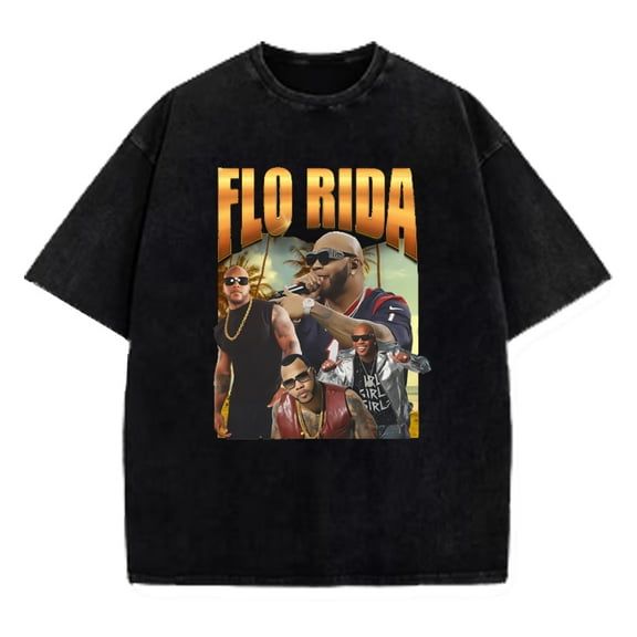 Rapper Flo Rida Logo T-shirt Short Sleeve Cotton Washed Tee Women Men Streetwear Tops