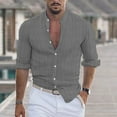 thumbnail image 2 of european-and-american-mens-cotton-and-linen-stripes-jacquard-shirt, 2 of 11