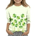 thumbnail image 1 of Tauxra Chandail de la Saint-Patrick pour Adultes, T-Shirt à Manches 3/4 Imprimé Col Rond, T-Shirt Graphique Trèfle Décontracté à Manches Longues pour Activités Festives, 1 of 6