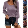 thumbnail image 2 of ShiShine Womens Ribbed Long Sleeve Tops Casual Button Crewneck Cuff Pullover Sweaters Blouses, 2 of 9