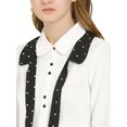 thumbnail image 6 of Allegra K Women's Contrast Color Office Bow Tie Peter Pan Collar Shirts, 6 of 6