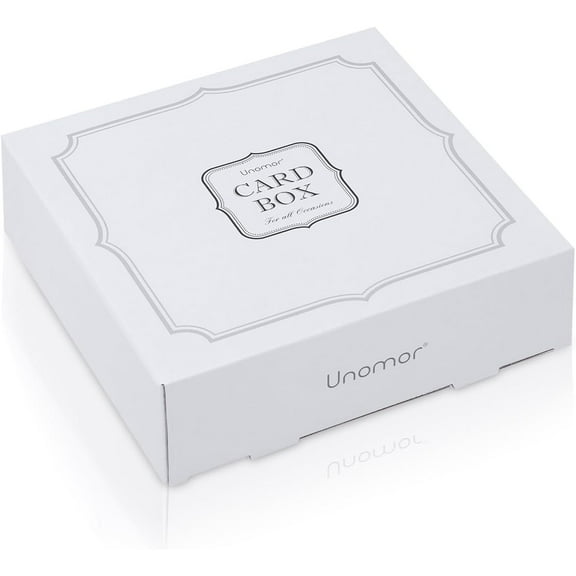 Unomor Wedding Card Box with 2 Color Ribbons Rhinestone Slider and Stylish Crystals
