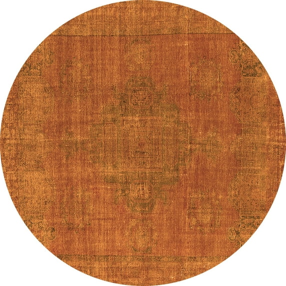 Ahgly Company Indoor Round Oriental Orange Industrial Area Rugs, 5' Round