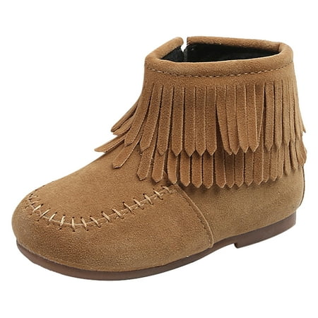 

kpoplk Toddler Girl Sneakers Boots For Kids Baby Winter Girls s Boots Toddler Fringe Tassel Ankle Boots Baby Sock Shoes(Brown)