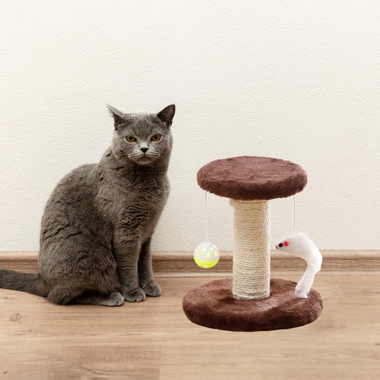 EHJRE Cat Scratching Post, Sisal Climbing Frame for Cats Indoor, Interactive Cute Sisal Scratching Post for Kittens, Home Decoration Brown