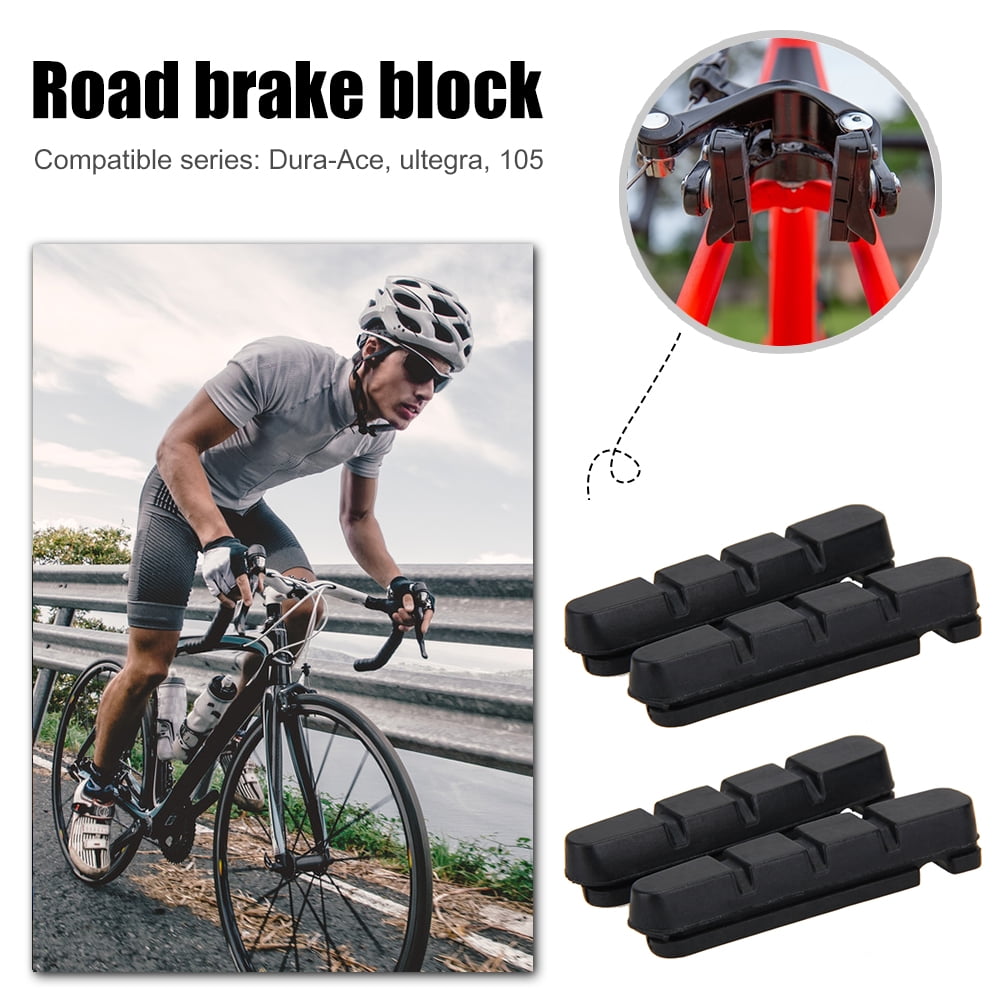 Road Bike Brake Caliper Pads Shoes Rubber Blocks Replaceable for Shimano Tektro