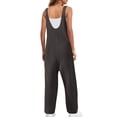 thumbnail image 4 of Rigardu jumpsuits for women Womens Ribbed Knit Jumpsuit Sweater Romper Sleeveless Pajamas Loungewear Long Pants Romper with Pockets one piece jumpsuits for women women jumpsuit Dark Grey + 3XL, 4 of 7