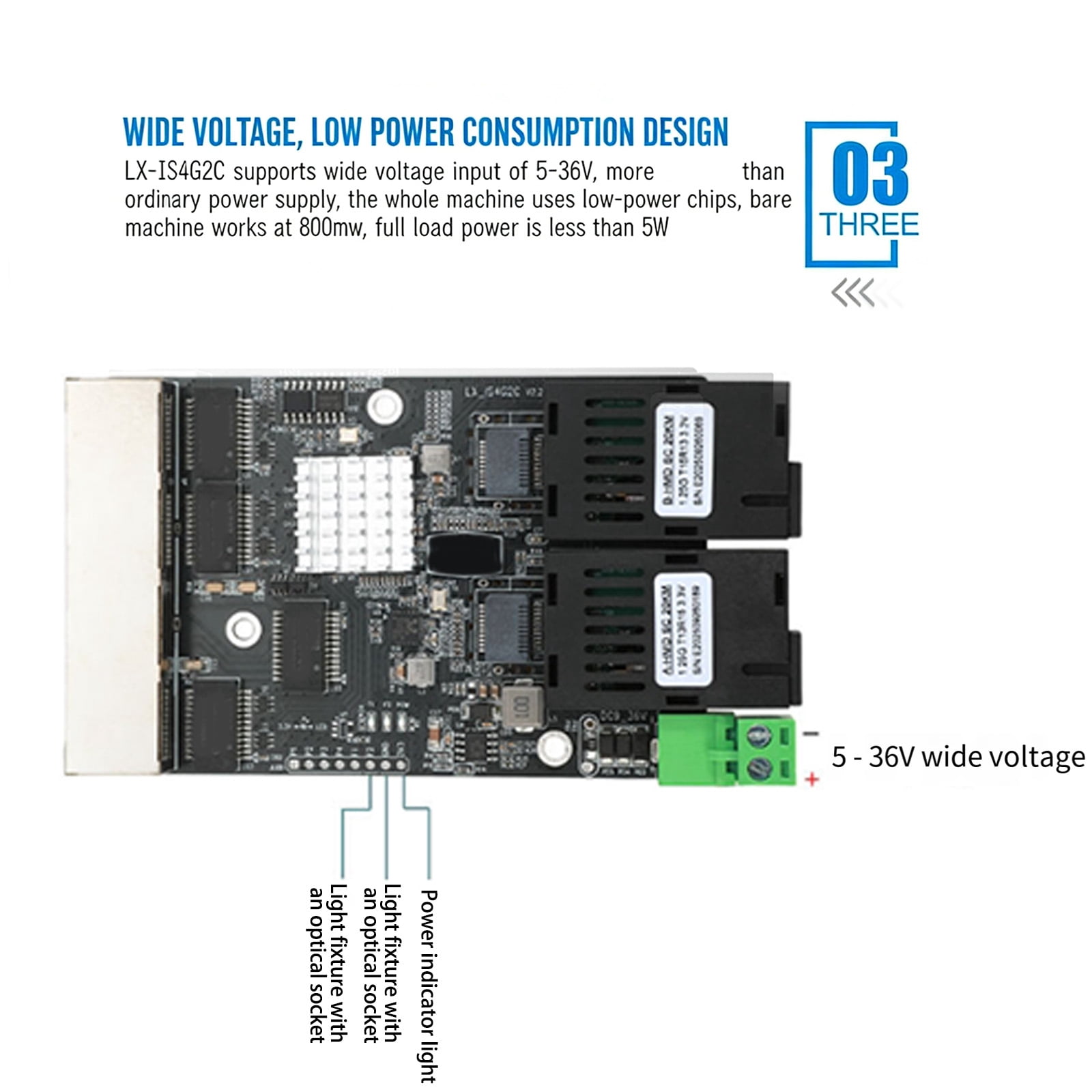 Heavy Duty 2 Light 4 Electric Port Gigabit Networking Switches With 5V To 36VDC Power Input