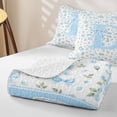 thumbnail image 4 of Feelyou Blue Flower Initial D Twin Quilt Set for Girls, Sweet Rose Bow Monogram Twin Coverlet Set, 2 Pieces, 4 of 7