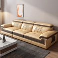 thumbnail image 4 of Leather Sofa Head Layer Leather Living Room Sofa Modern Simple Multi-functional Combination Of Large Small Intelligent Furniture My Lux Decor Round, 4 of 12