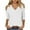 White, variant on qucoqpe Women's 3/4 Sleeve Tops Solid Color Fashion Cold Shoulder Comfy V-Neck T-shirts Casual Loose Tunics Blouse
