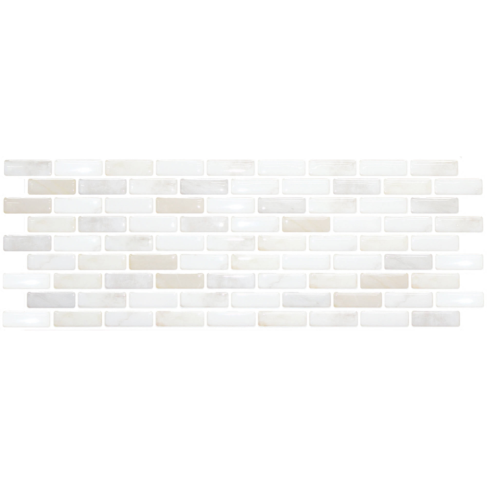 BeausTile Decorative Adhesive Faux Tile Sheets, 5.4" x 14.8" 4Pieces, Brick White