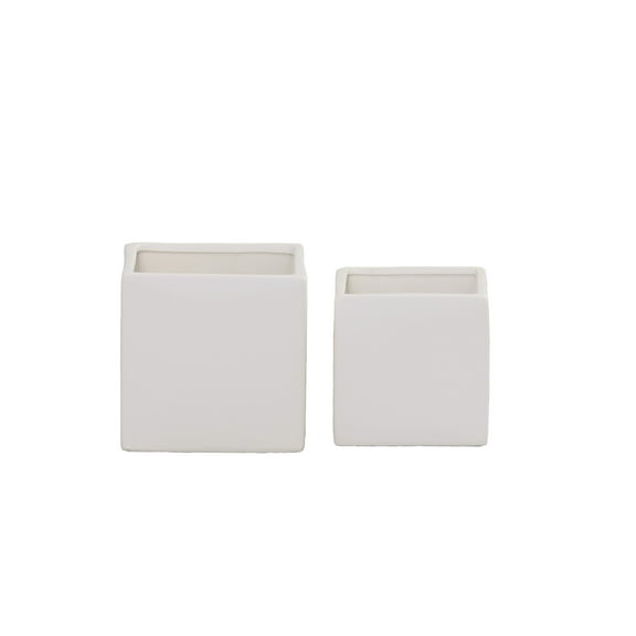 Odette Handcrafted Ceramic Square Planter Set (Set of 2)