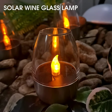 

Sarkoyar Night Light Candle Light Romantic Garden Decoration Waterproof LED Outdoor Solar Wine Glass Lawn Lamp Deck Night Light for Courtyard