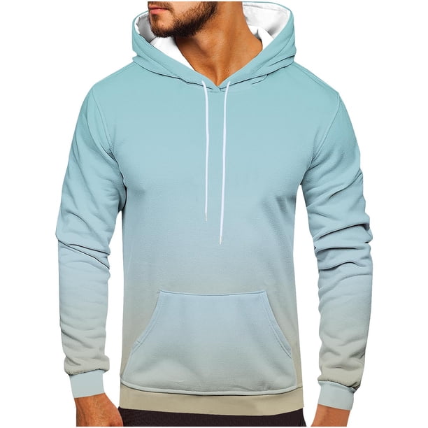 Sudadera con capucha para hombre, estilo casual, a la moda, con cuello redondo, bolsillos y estampado degradado, sudadera de manga larga con capucha, blusa de poliéster para hombre