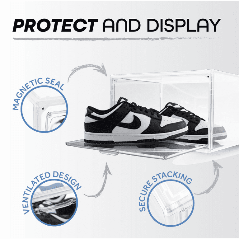 Kicks & Co XL Shoe Storage Clear Plastic Stackable Shoe Box with