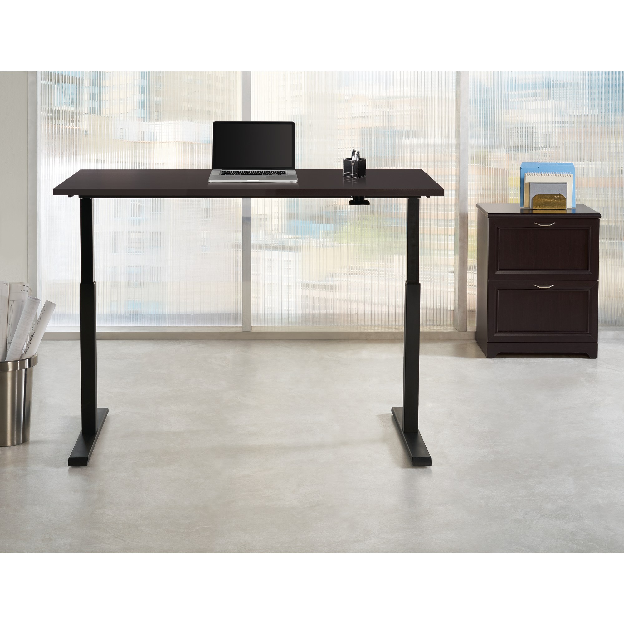 Realspace® Magellan 60"W Pneumatic Height-Adjustable Standing Desk, Espresso - image 5 of 8