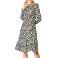 thumbnail image 6 of INSPIRE CHIC Women's Printed Long Sleeves Keyhole Neck Ruffle Hem Midi Dresses, 6 of 7