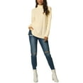 thumbnail image 2 of INSPIRE CHIC Women's Turtleneck Long Sleeve Spilt Hem Tunic Pullover Sweater M Beige, 2 of 6
